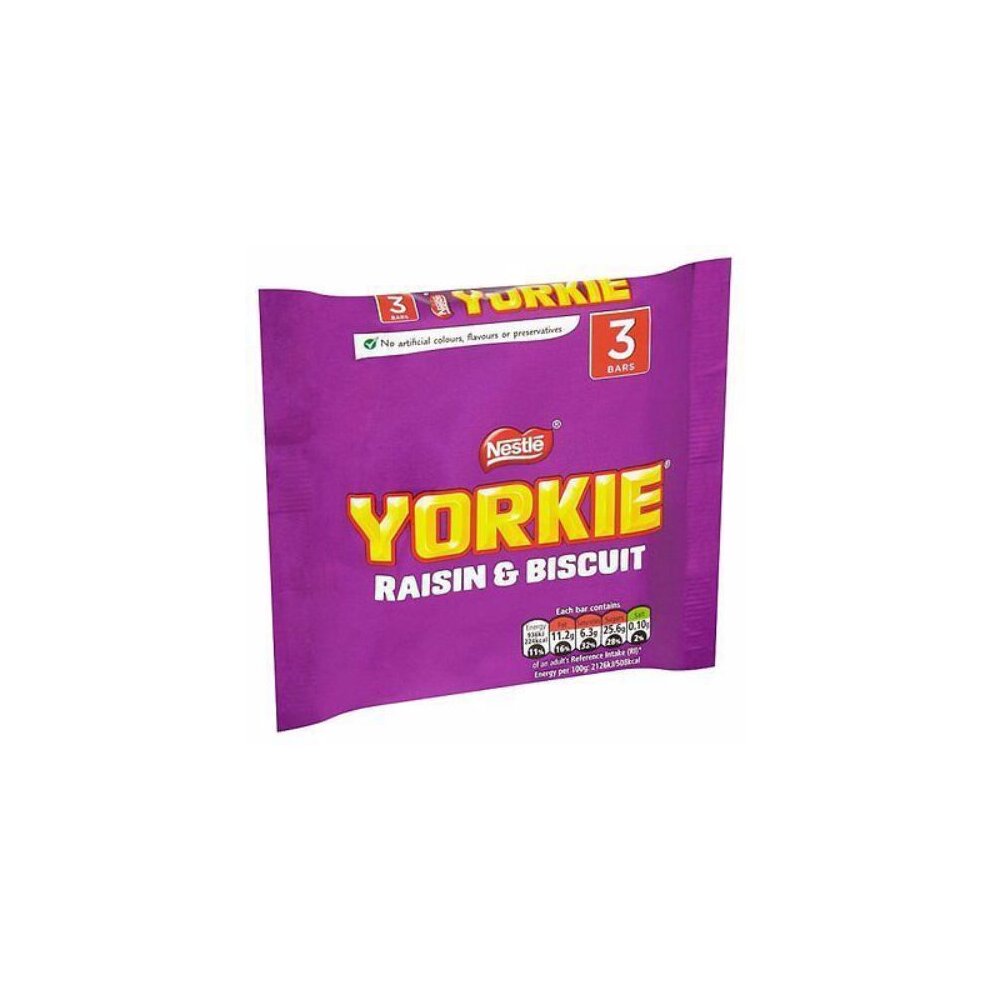 16 x Yorkie Raisin & Biscuit Chocolate Bar Multipack 44G 3 Pack