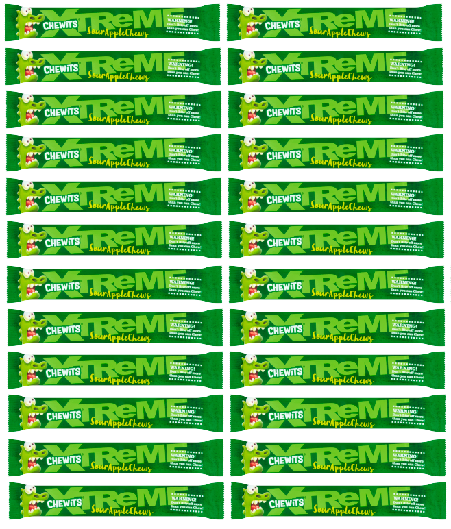 24 x Chewits Xtreme Sour Apple Stick