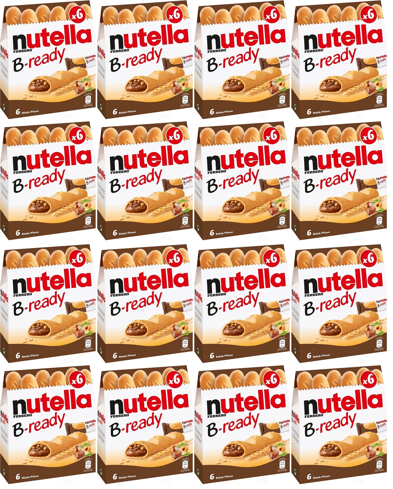 16 x Nutella® B-Ready 132G - 6 Bars X 22G