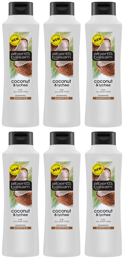 6 x Alberto Balsam Coconut & Lychee Shampoo 350Ml