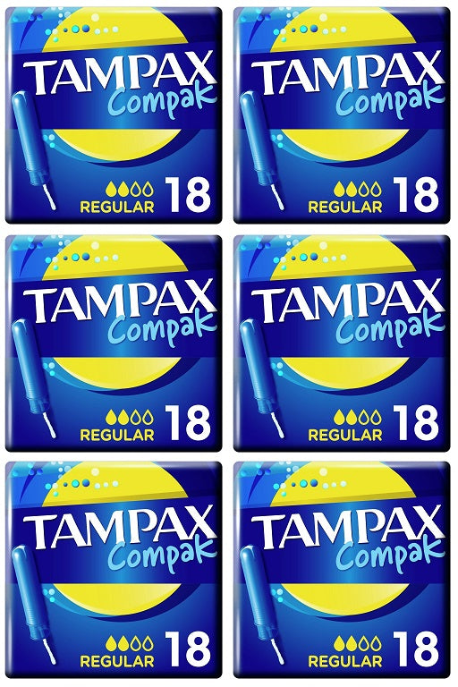 6 x Tampax Compak Regular Tampons With Applicator X18