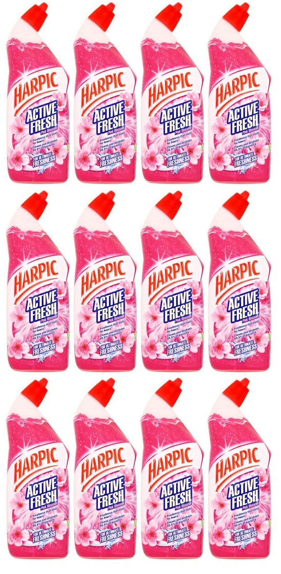 12 x Harpic Active Fresh Pink Blossom 750Ml