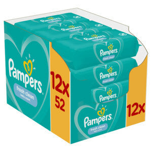 Pampers Fresh Clean Baby Wipes 12 Packs = 624 Baby Wet Wipes