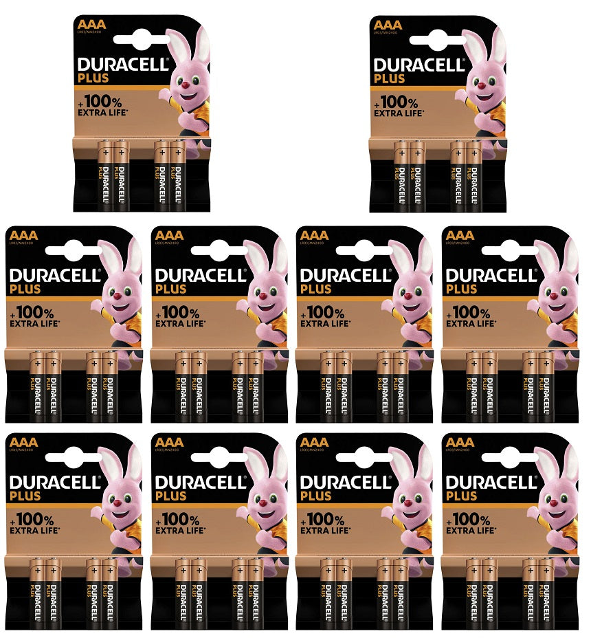 10 x Duracell Plus 100% Aaa 4Pk