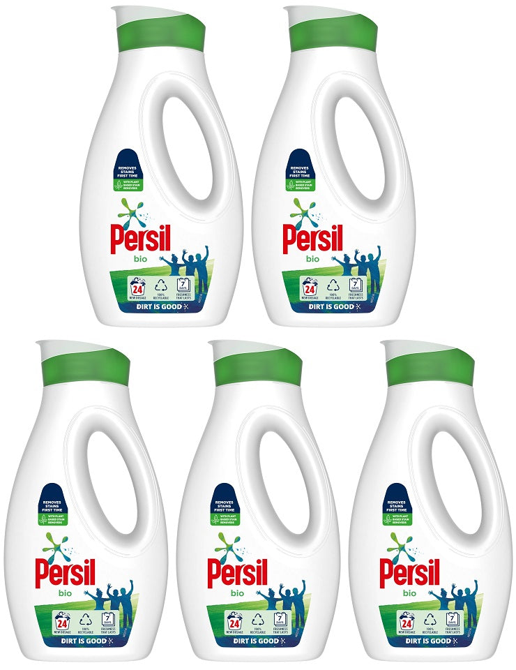 5 x Persil  Laundry Washing Liquid Detergent Bio 648 Ml (24 Washes)