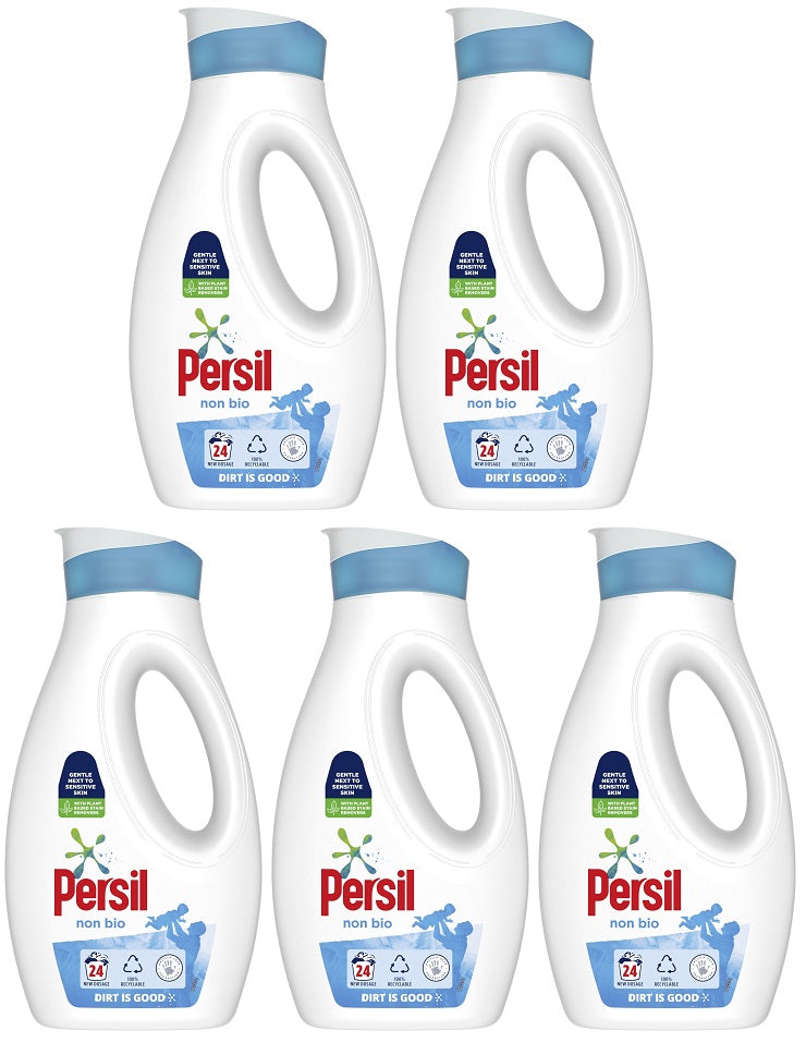 5 x Persil Non Bio Laundry Washing Liquid Detergent 24 Wash 648 Ml