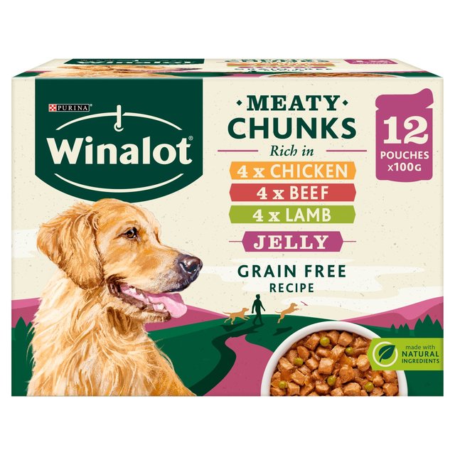 4 x Winalot Adult Dog Food Pouch Mixed In Jelly 12 X 100G