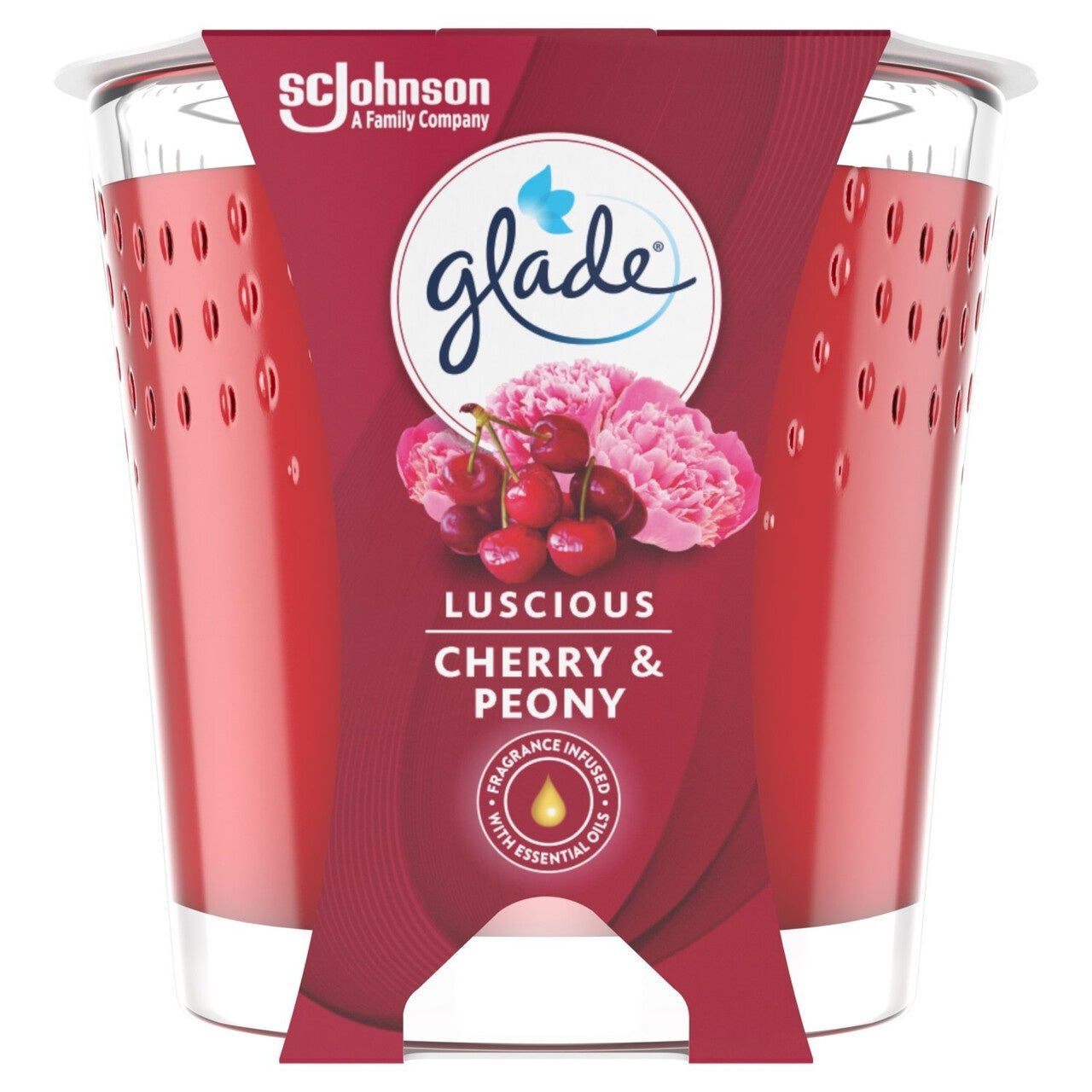 6 x Glade Scented Candle Air Freshener Luscious Cherry & Peony 129G