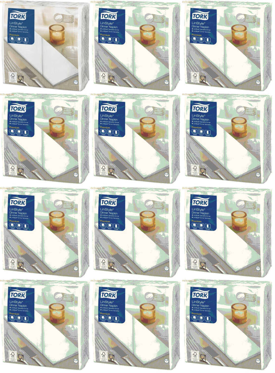 12 x Tork Lstyle Napkin White 8Fold