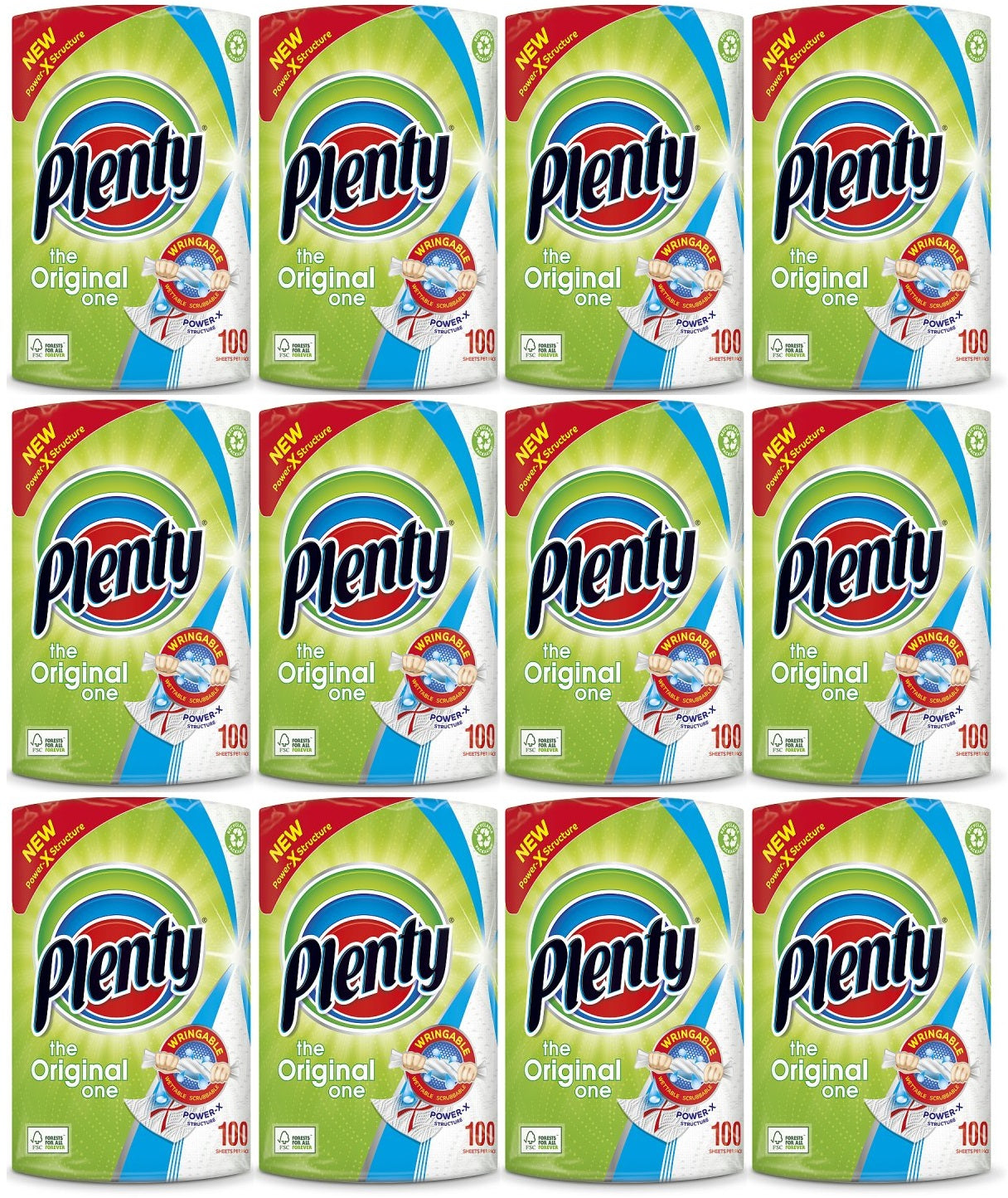 12 x Plenty Original Kitchen Roll 1 Roll