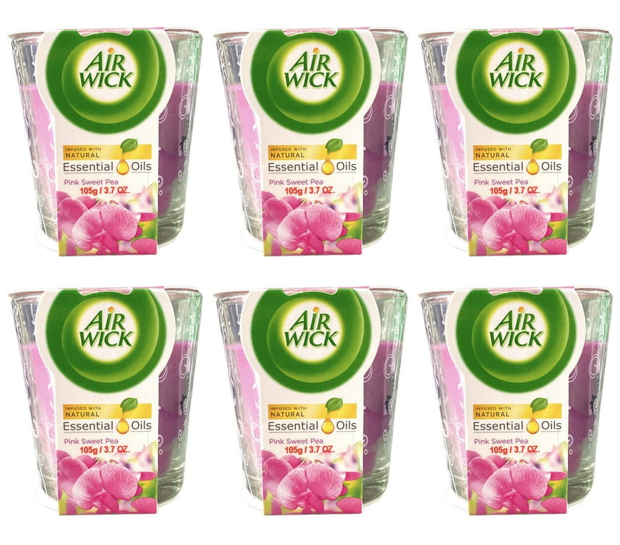 6 x Air Wick Candle Pink Sweet Pea 105G