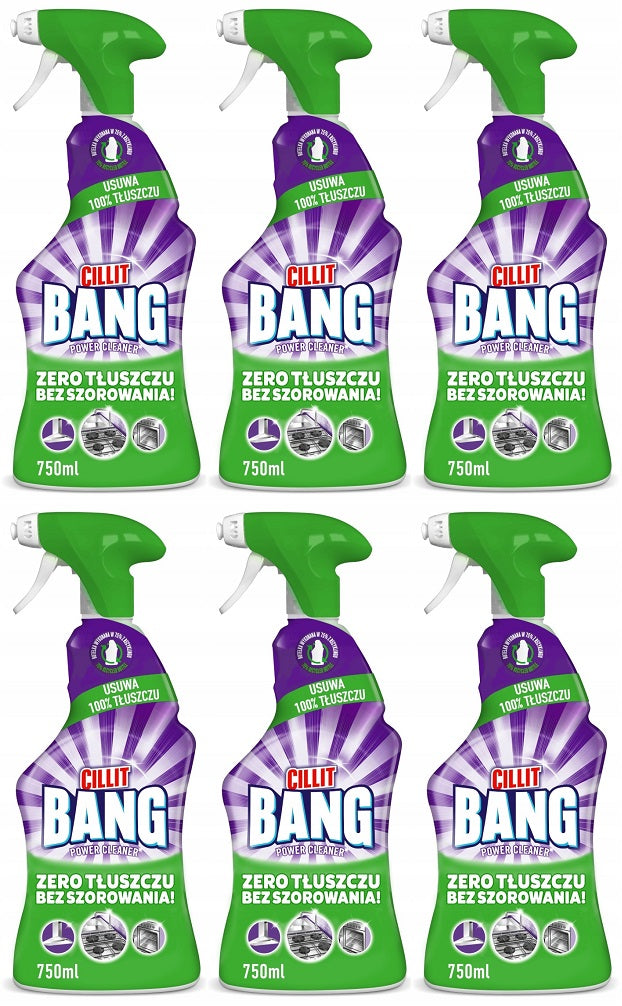 6 x Cillit Bang Power Cleaner Grease & Sparkle 750ml