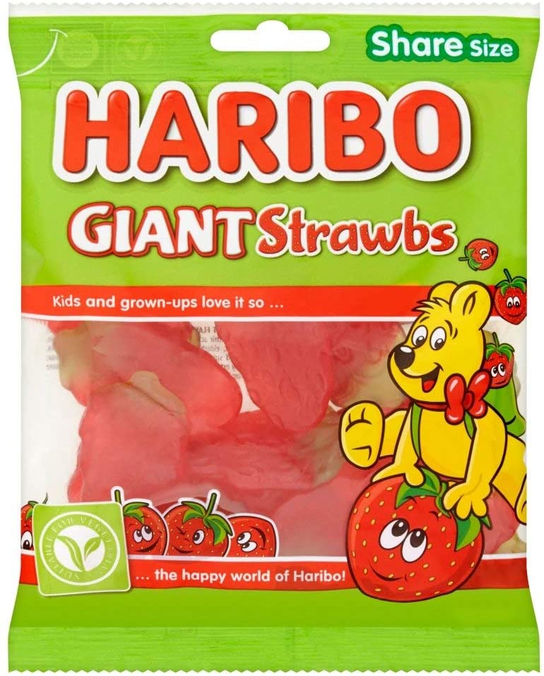 12 x Haribo Giant Strawbs Bag 160G