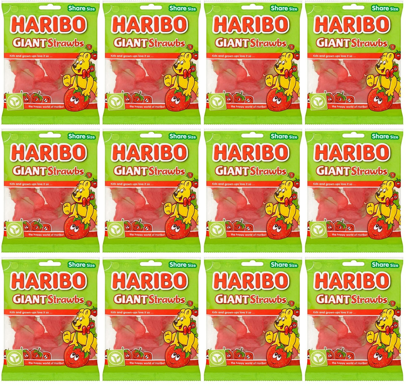12 x Haribo Giant Strawbs Bag 160G