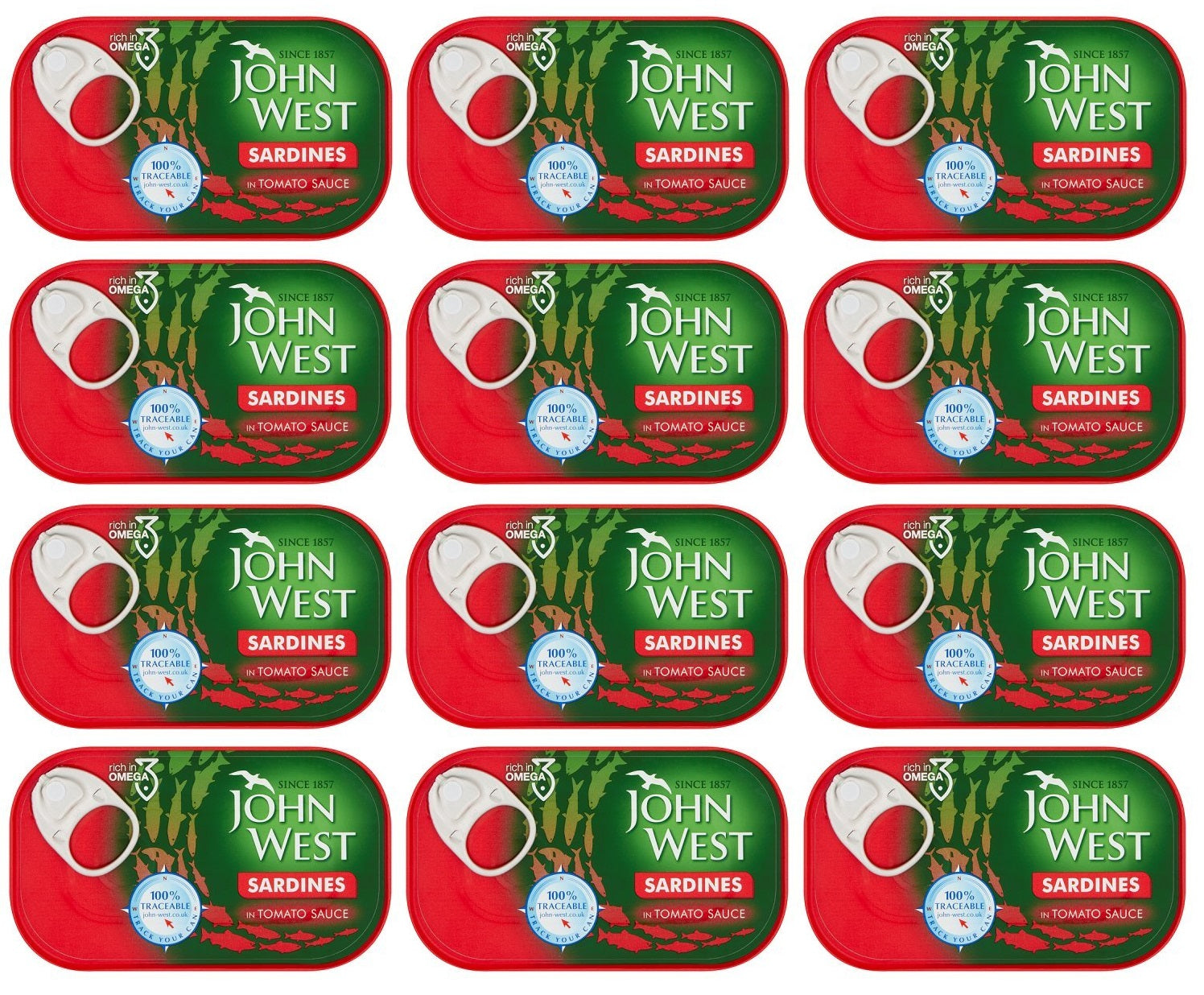 12 x John West Sardines In Tomato Sauce 120G