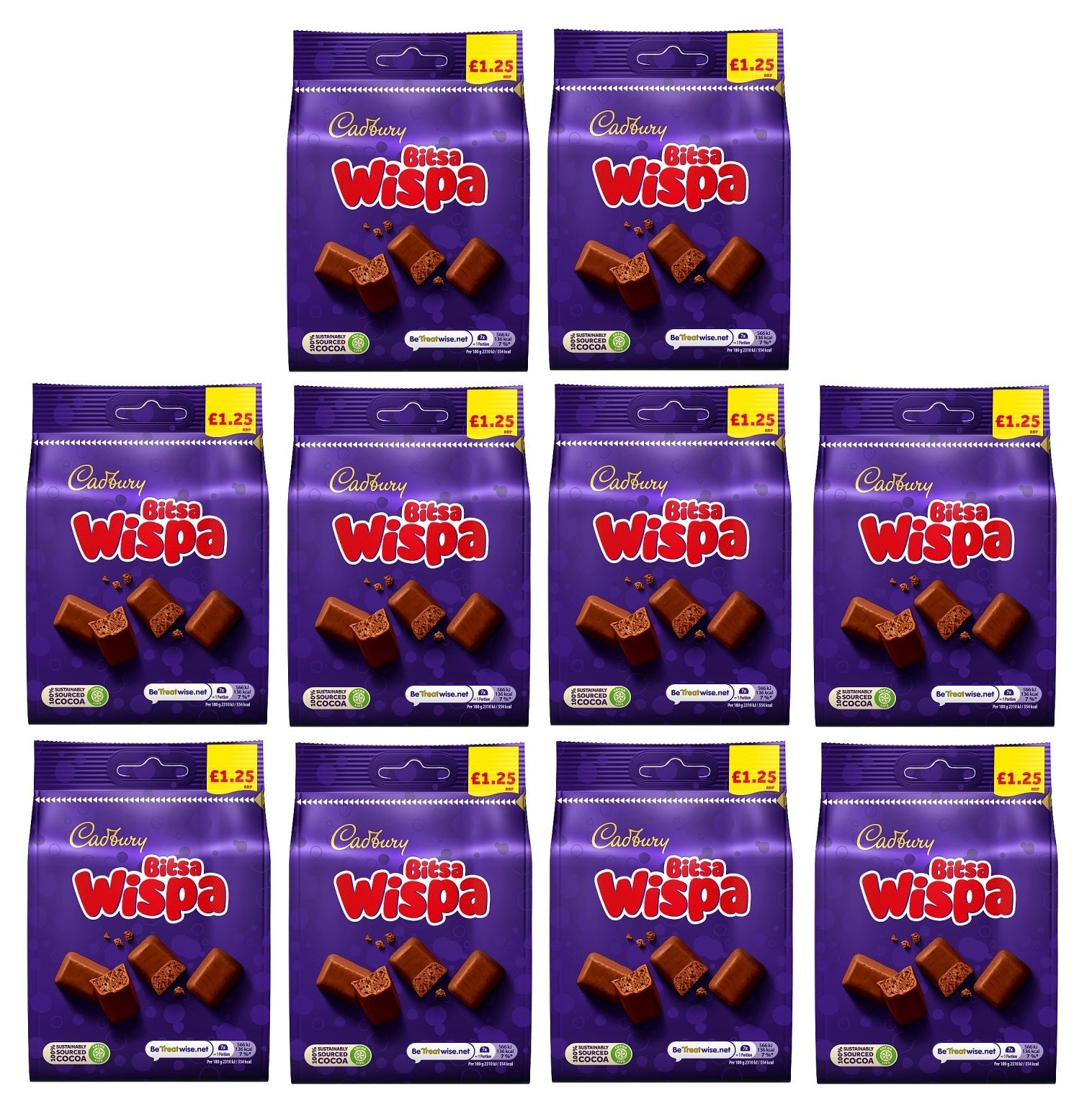 10 X Cadbury Bitsa Wispa 95GM