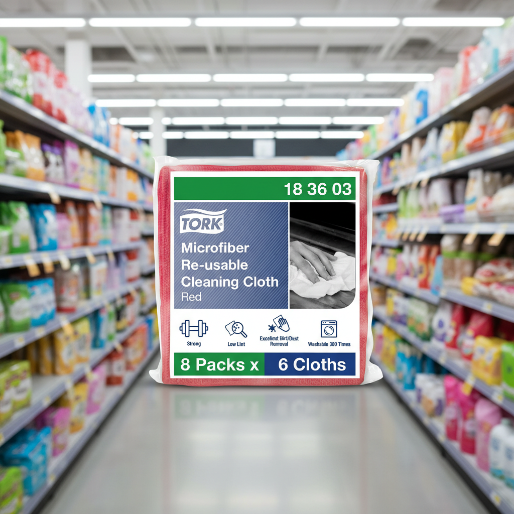 8 x Tork Microfibre Reusable Cloth Red