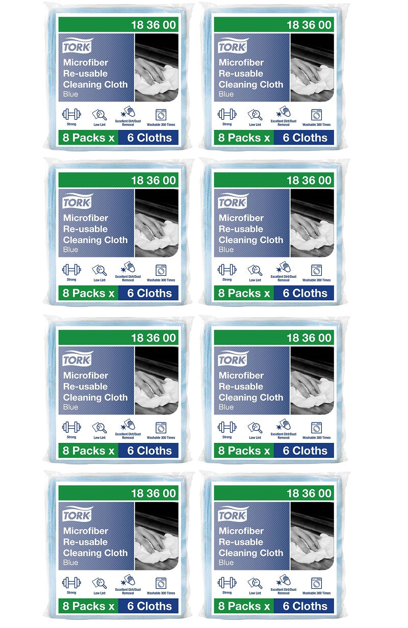 8 x Tork Microfibre Reusable Cloth Blue