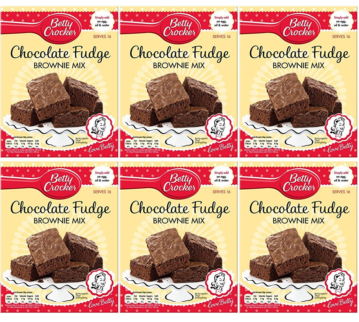 6 x Betty Crocker Chocolate Fudge Brownie Mix 415G