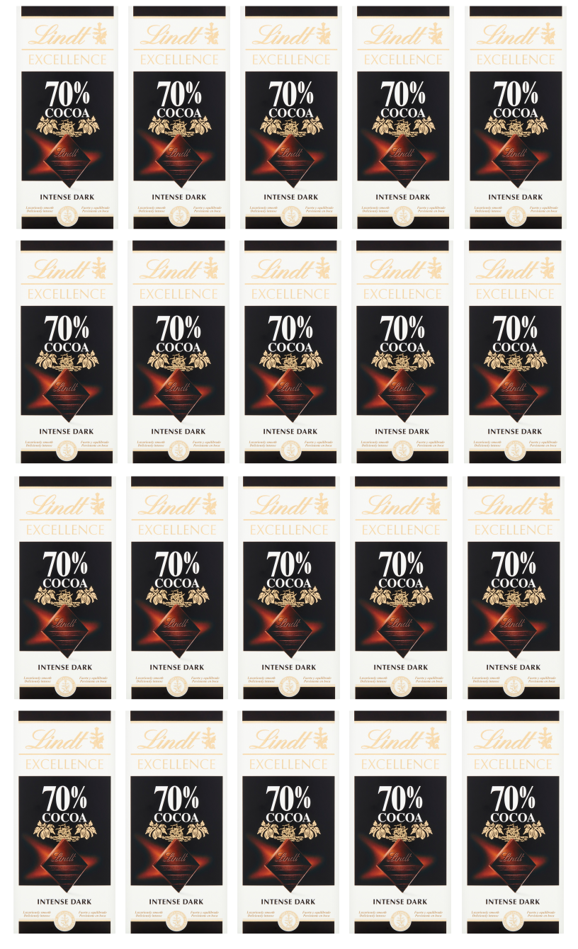 20 x Lindt Excellence 70% Dark Chocolate 100Gm