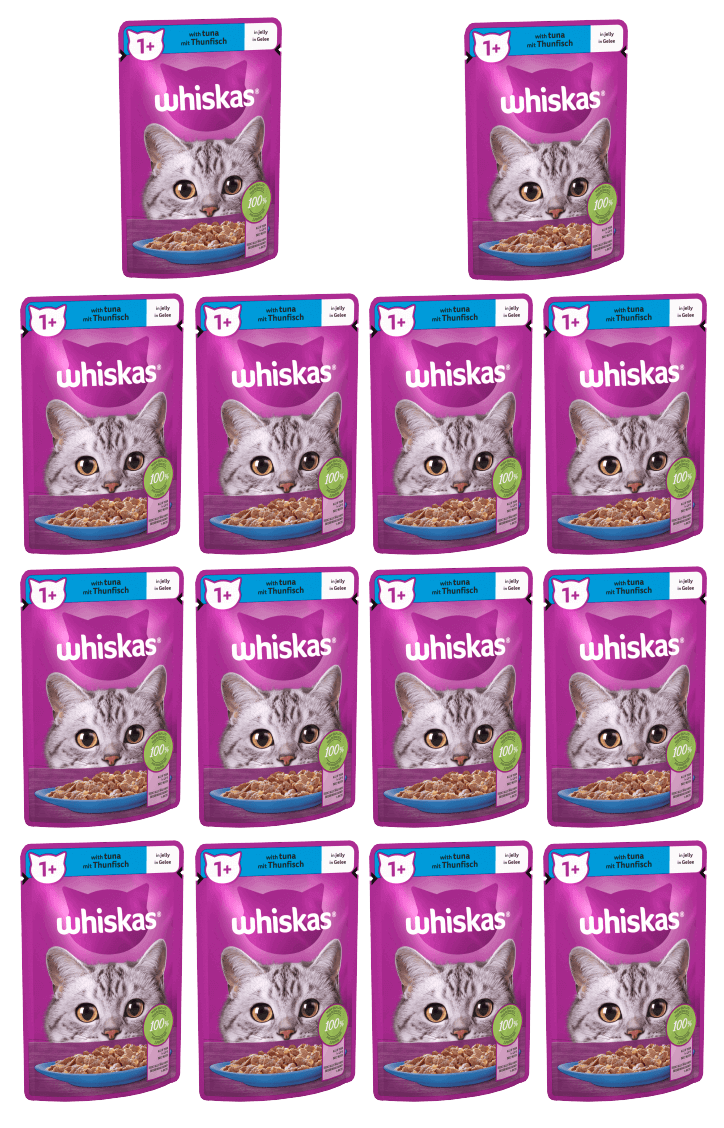 14 x Whiskas Cat 1+ Pouch Tuna & Jelly - 85Gm