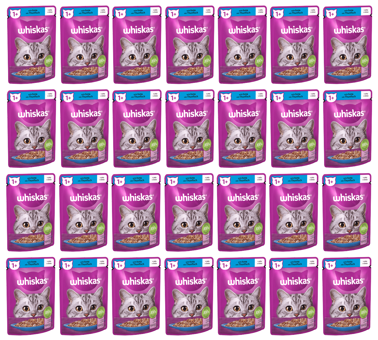 28 x Whiskas Cat 1+ Pouch Tuna & Jelly - 85Gm