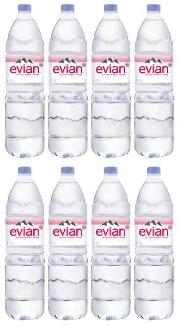 8 x Evian Still Water 1.5Lt