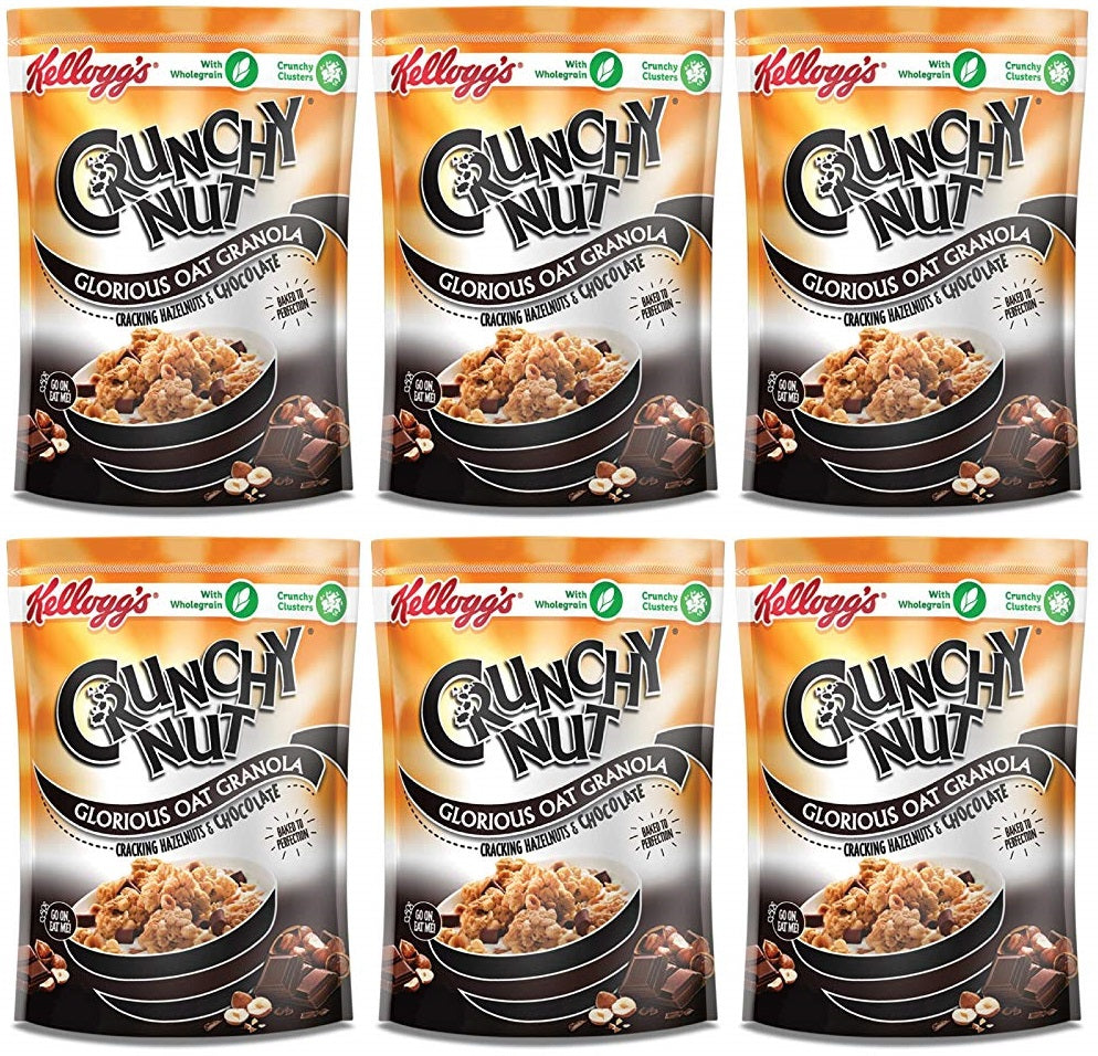 6 x Kellogg's Crunchy Nut Granola Hazelnut & Chocolate 380G