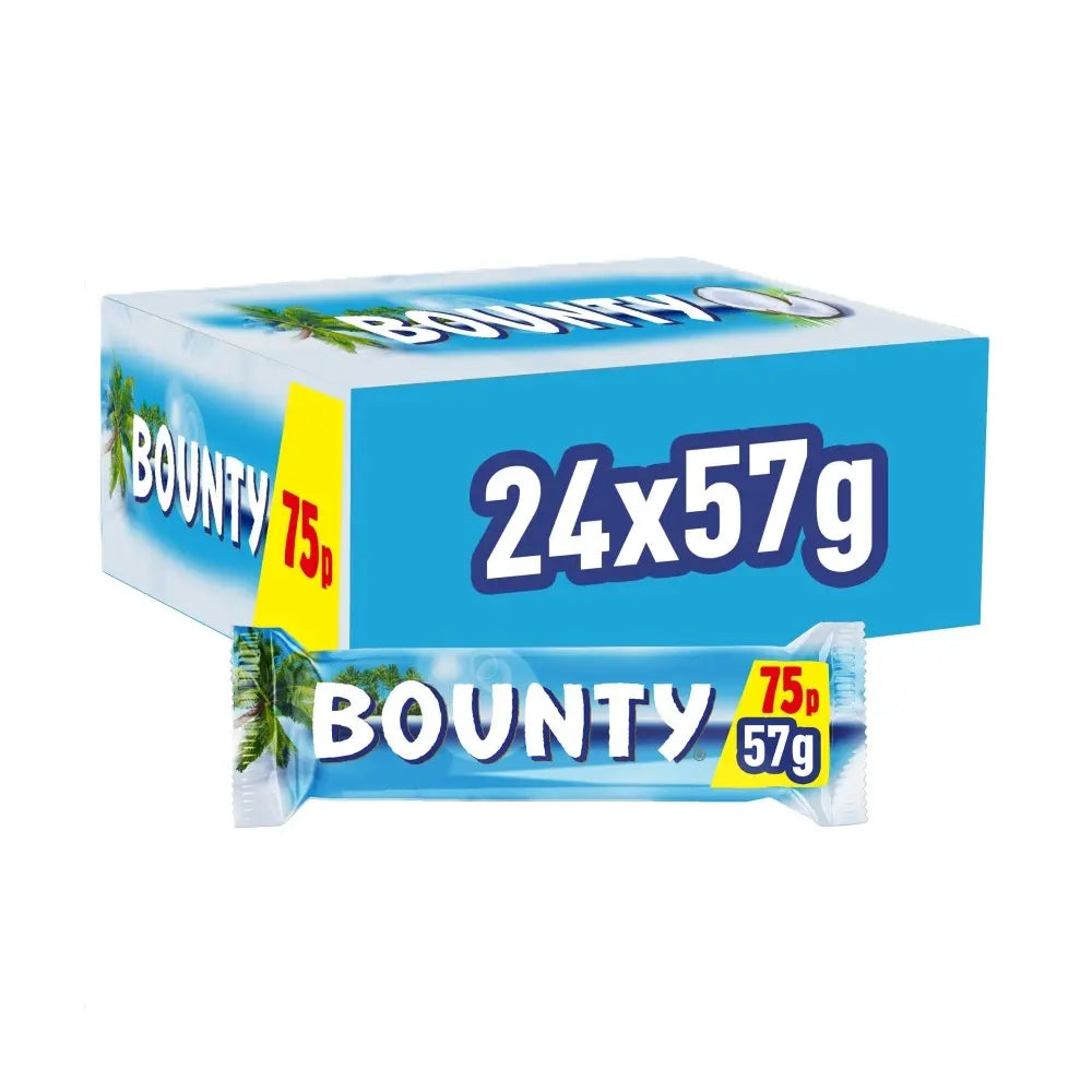 24 x Bounty Coconut & Milk Chocolate Snack Bar Duo 57gm - 57GM