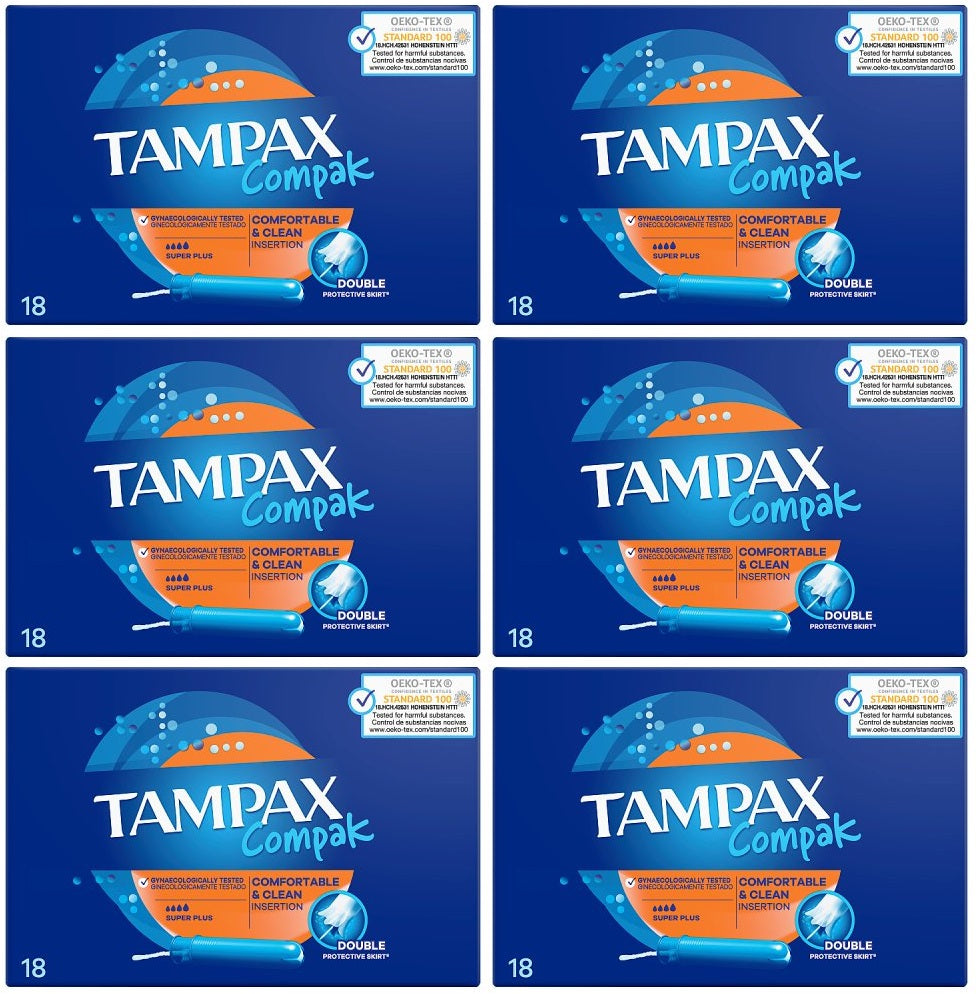 6 x Tampax Compak Super Plus Tampons With Applicator X18