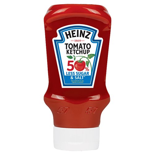 10 x Heinz 50% Less Sugar & Salt Tomato Ketchup 435G