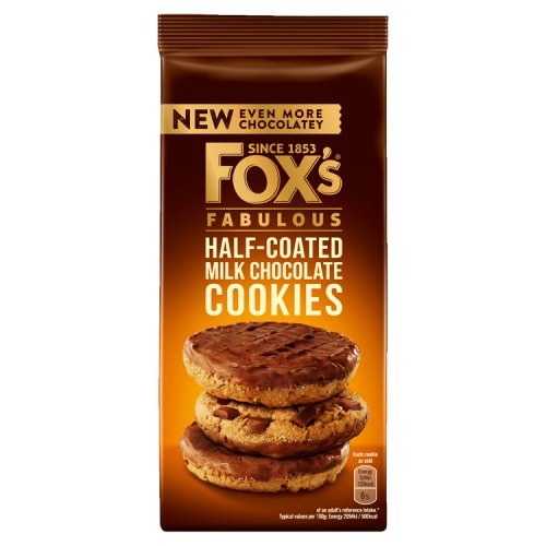 8 x Fox's Fabulous Half-Coated Milk Chocolate Cookies 175G