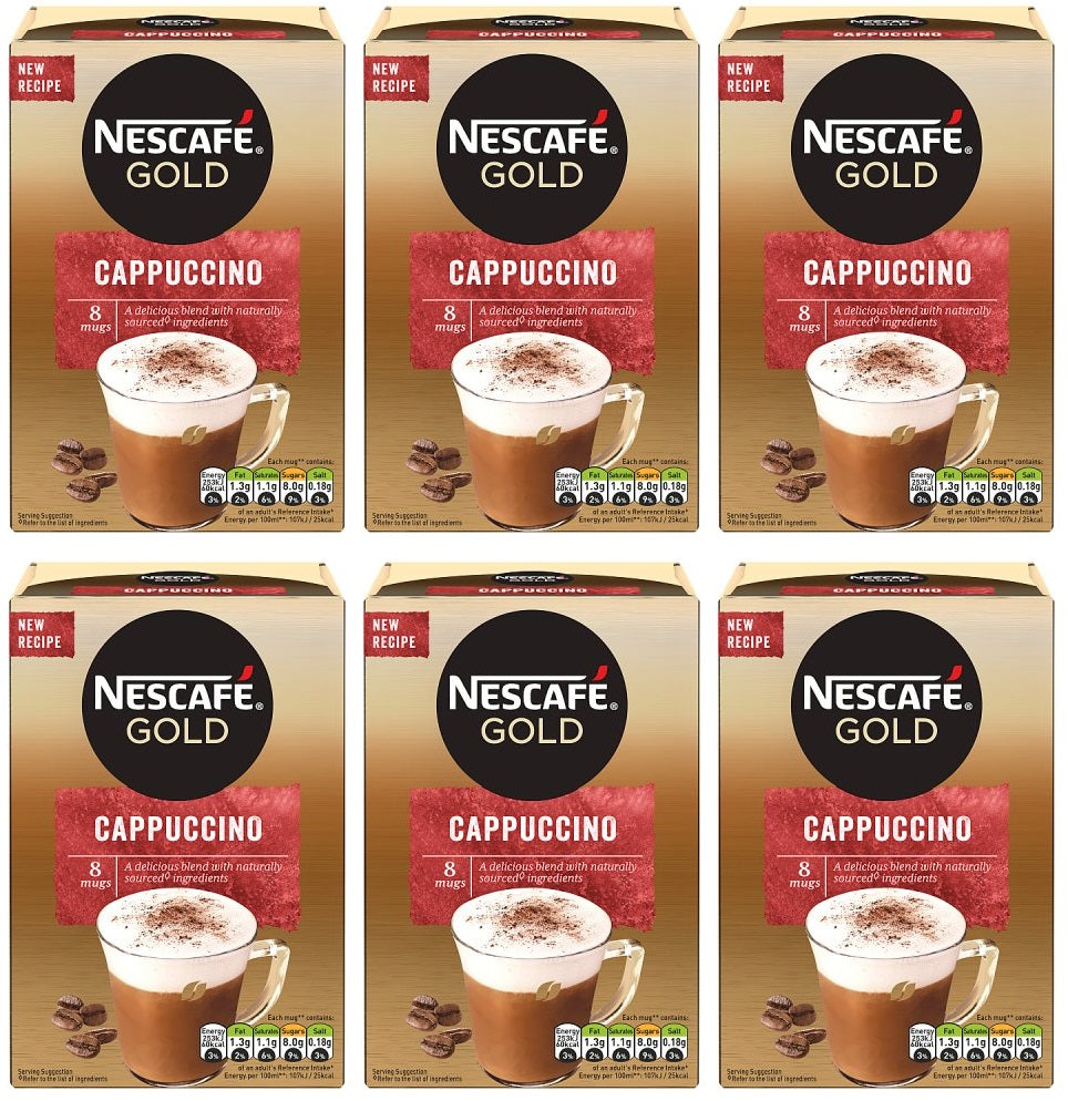 6 x Nescafé Gold Cappuccino Coffee, 8 Sachets X 17G