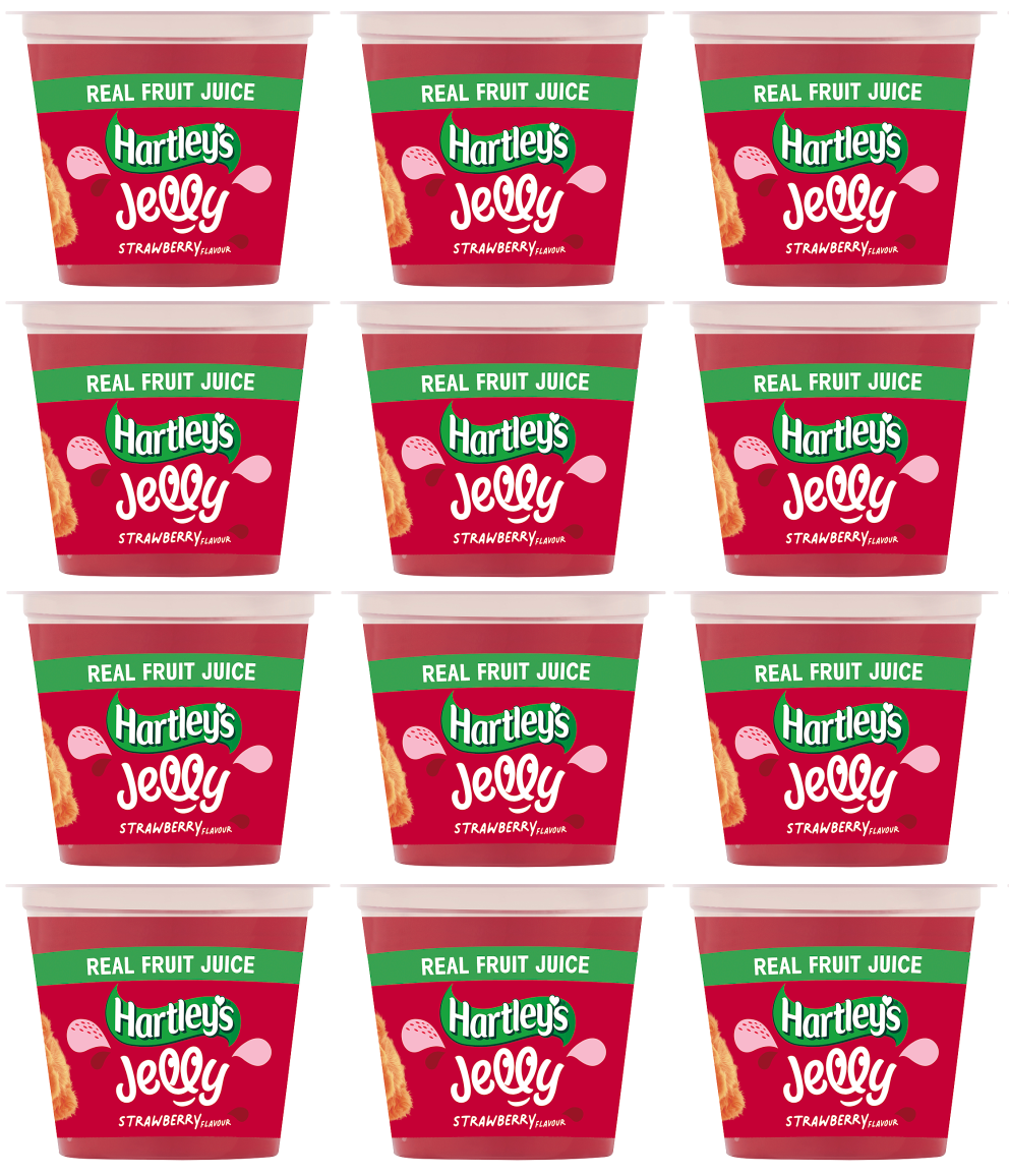 12 x Hartleys Jelly Strawberry Flavour Pots Rte 125Gm