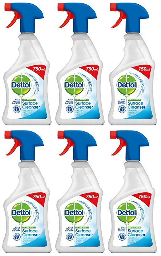 6 x Dettol Antibacterial Surface Cleanser Spray 750Ml