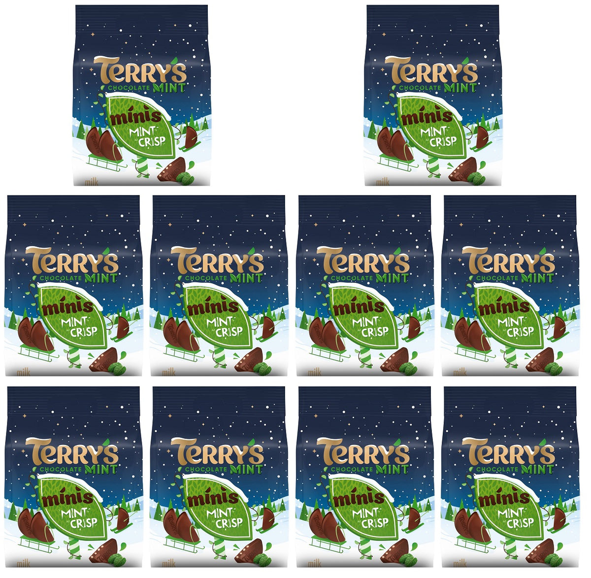 10 X Terrys Mint Crisp Mini'S Bag - 80Gm