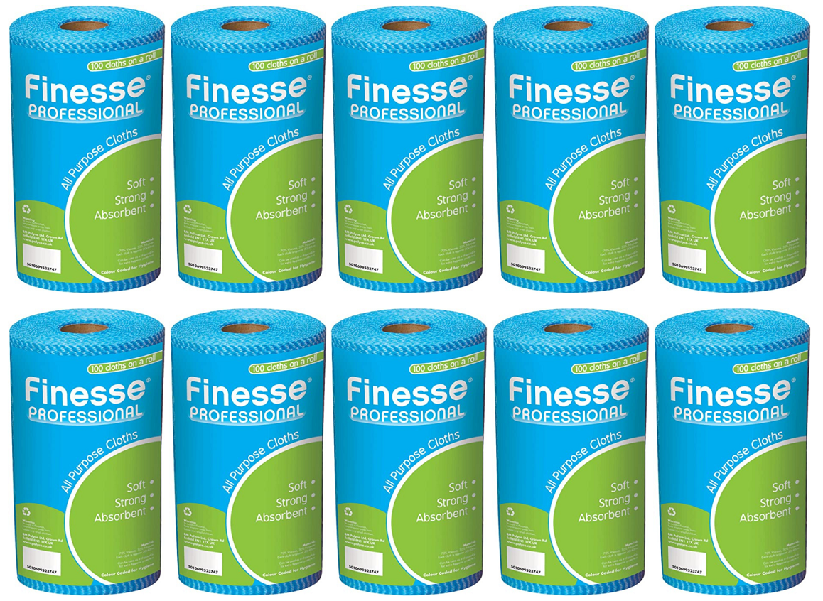 10 x Finesse Professional All Purpose Cloths Blue