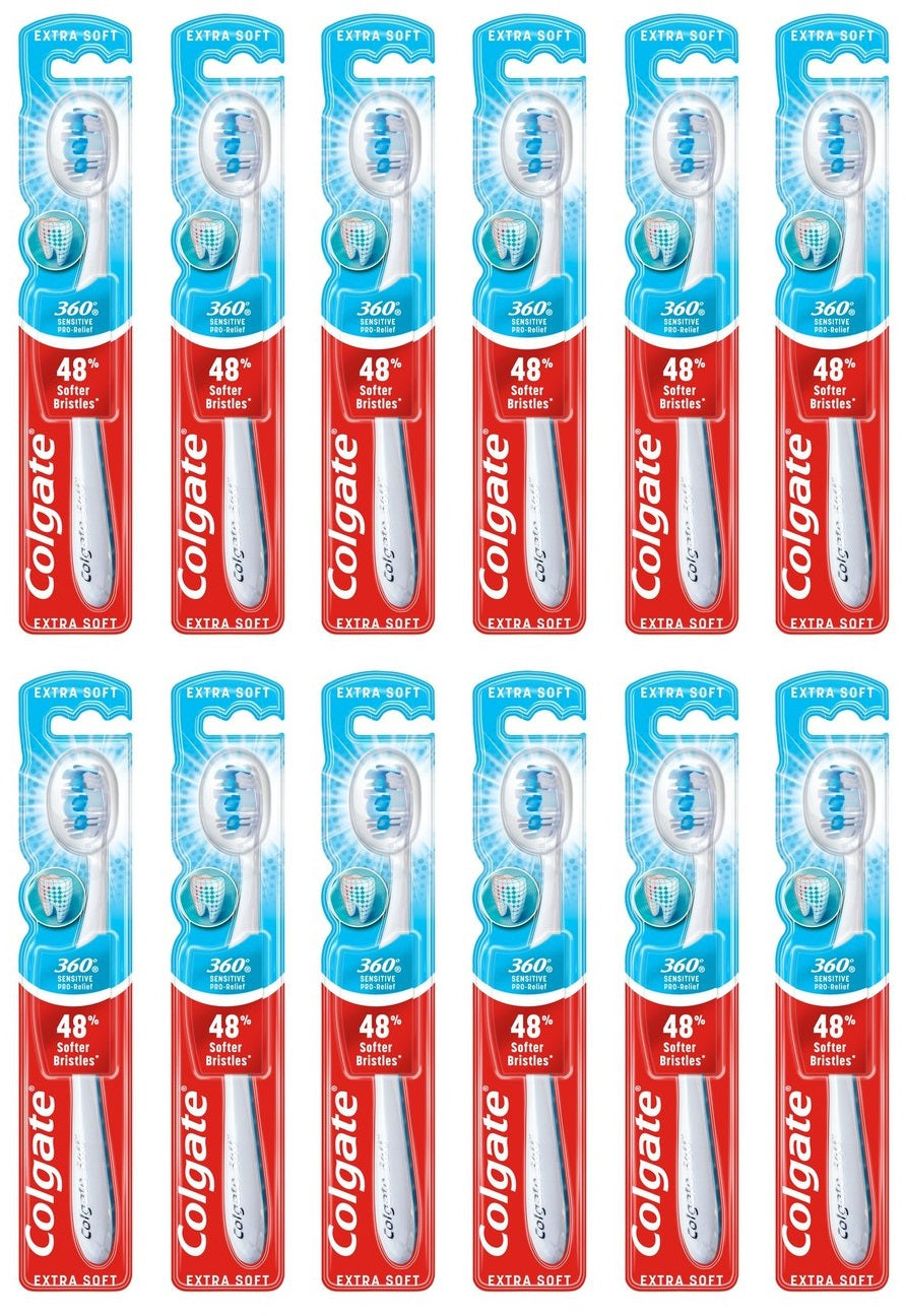 12 x Colgate 360 Sensitive Pro-Relief Extra Soft Manual Toothbrush