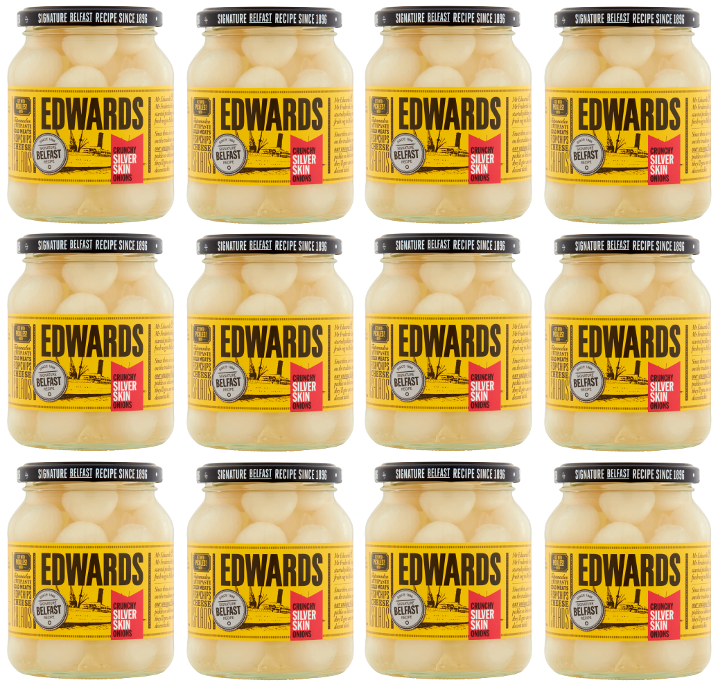 12 x Edwards Crunchy Silver Skin Onions 350Gm