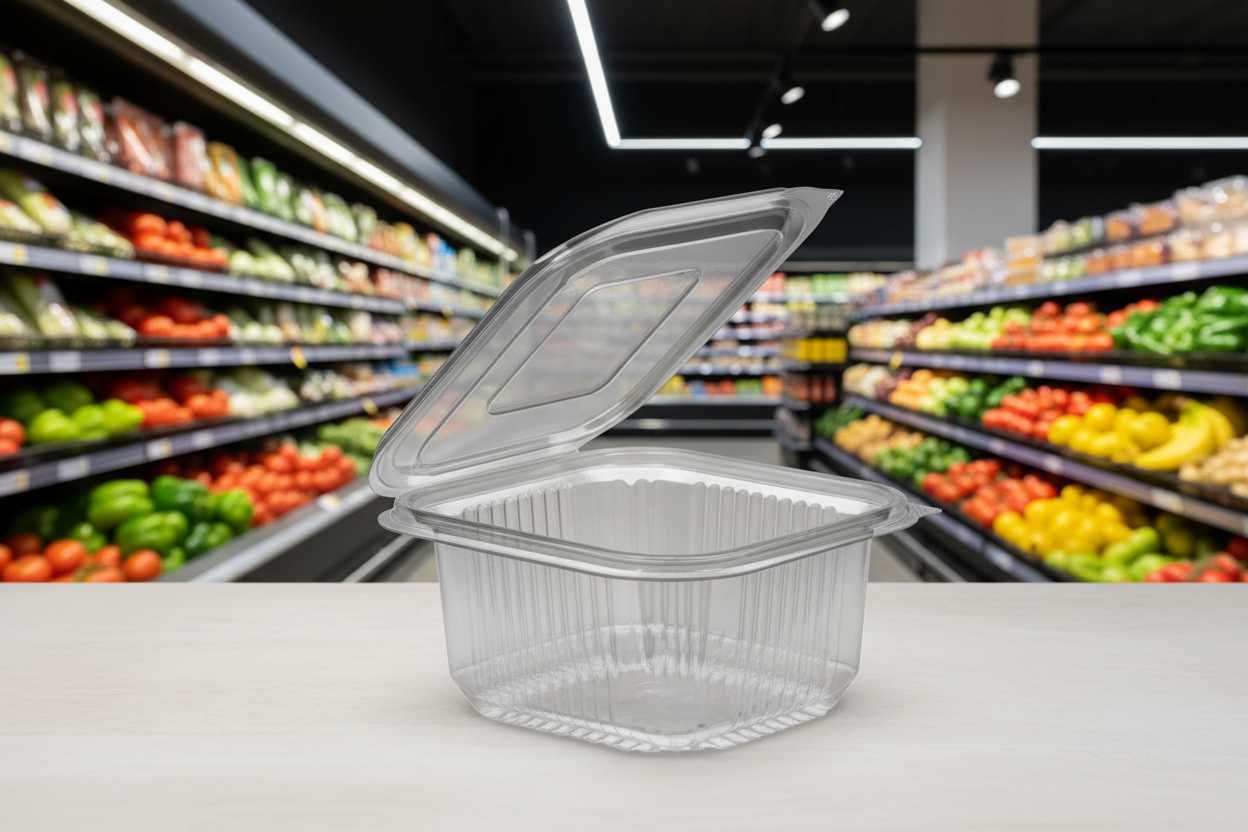 10 x Salad Container Square Hinged 375Ml