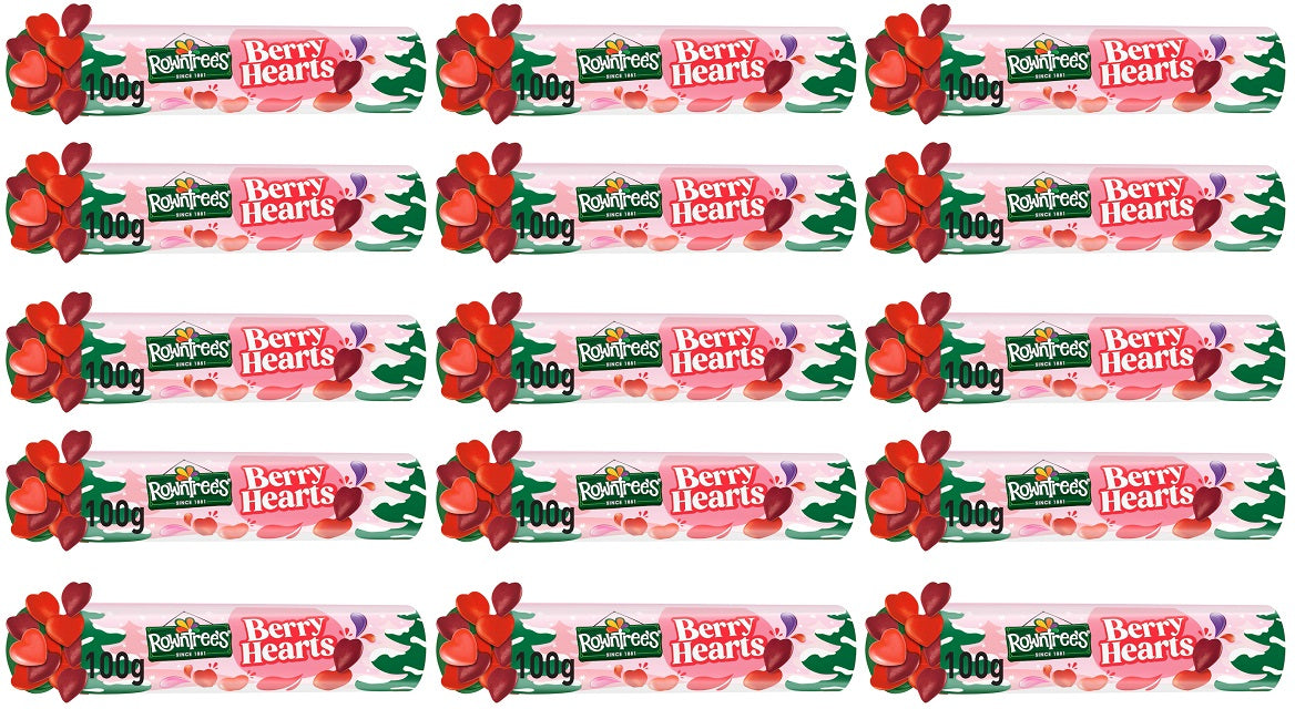 15 X Rowntrees Berry Hearts Giant Tube - 100Gm