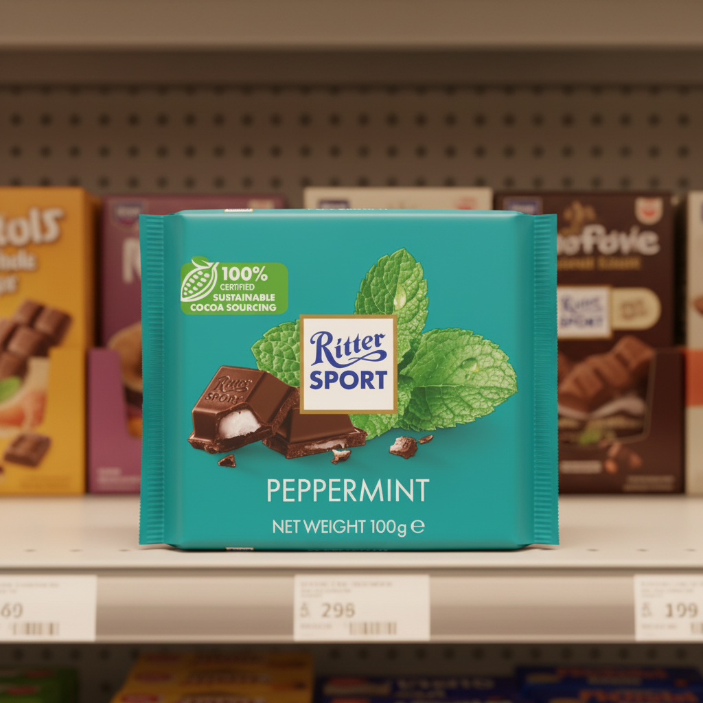 12 X Ritter Sport Dark Chocolate With Peppermint - 100G