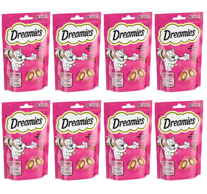 8 X Dreamies Cat Treats Beef - 60Gm