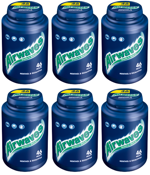 6 x Airwaves Menthol Bottle 46 Pce