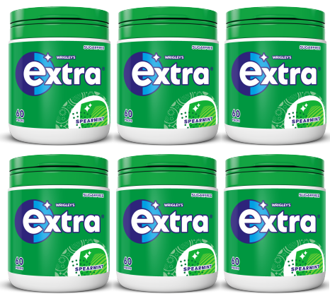 6 x Extra Spearmint Gum Bottle 60 Pce