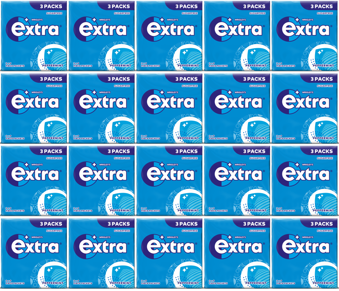 20 x Extra Sugar Free Peppermint Gum 3Pk
