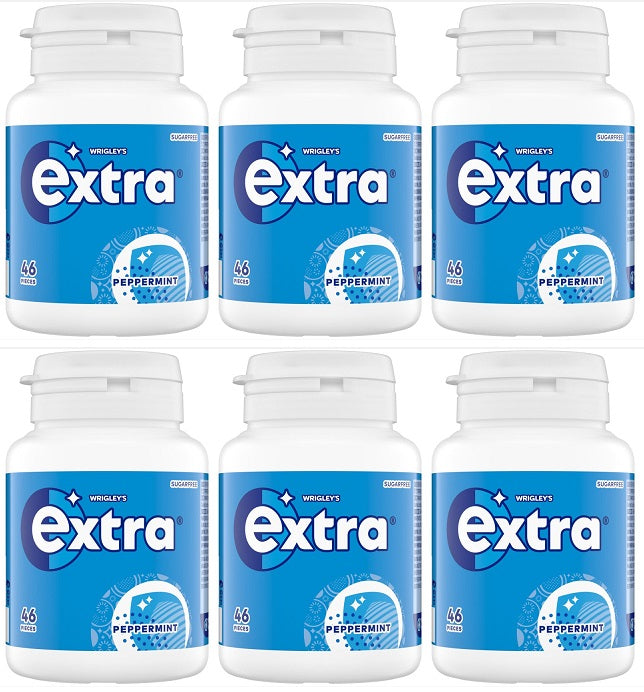 6 x Extra Peppermint Chewing Gum Bottle - 46PCE