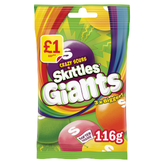 14 x Skittles Giant Sour Flavoured Treat Bag - 116GM