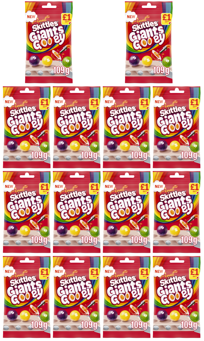 14 x Skittles Giants Gooey Treat Bag - 109GM