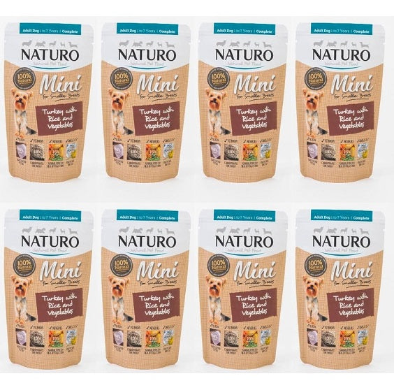 8 x Naturo Adult Dog Mini Pouch Turkey & Rice - 150GM